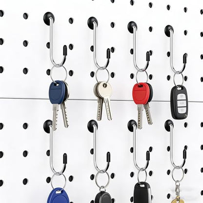 60PCS Pegboard J Hooks with 60PCS Pegboard Hook Locks, Will Not Fall Out, for Hanging Jewelry, Tools