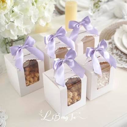 4.5 Inch Twist Tie Small Purple Satin Gift Wrap Bows 24 Counts - color: Light Purple