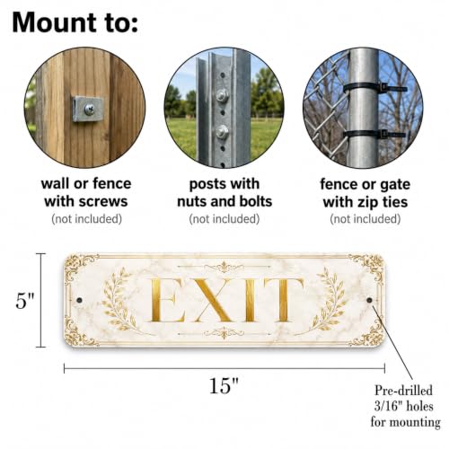 Exit Luxe Gold Business Sign — Metal Door & Wayfinding Sign for stores - style: EXIT