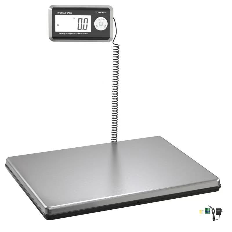 Shipping Scales 440lbs x 1.76oz Stainless Steel Large Platform,Small Business,Superlight High Accurate Postal Scales for Shipping Packages,Post Offices,Luggage Scale Battery and Adapter