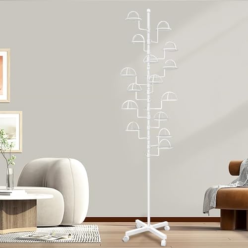 Montex Hat Rack Stand 15 Hooks, Hat Display Stand Metal, Hat Display for Stores, 15 Customizable Circular Hooks (White) - color: White
