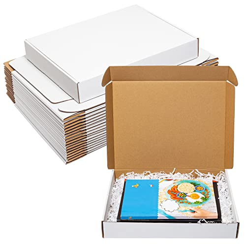 Wowxyz 13x10x2 Inches Shipping Boxes 25 Pack Corrugated Cardboard White Box - size: 13x10x2"