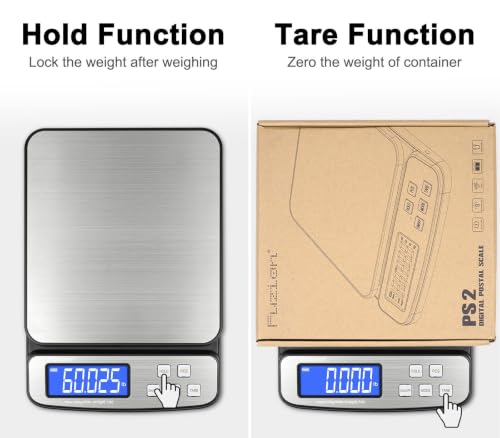 Fuzion Digital Shipping Postal Scale 90lb x 0.1oz, Stainless Steel Platform - color: Stainless Steel