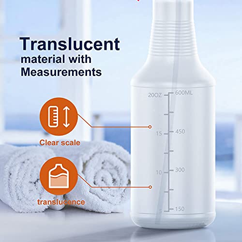 Veco Spray Bottle (5 Pack,24 Oz) with Measurements and Adjustable Nozzle(Mist & Stream Mode), HDPE Plastic Spray Bottles for Cleaning Solution, Household/Commercial/Industrial Use, No Leak and Clog - size: 24 oz 5Pack