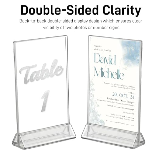 5x7 Acrylic Sign Holders, 6 Pack Silver Picture Frames for Table Number - color: Silver, size: 6 Pack 5x7 Inch