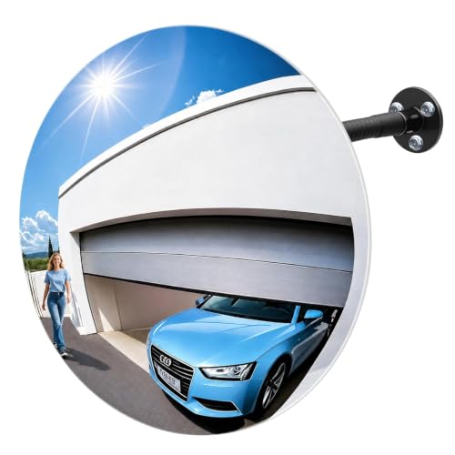 12" Frameless Convex Mirror with 360° Adjustable View - size: 12IN X