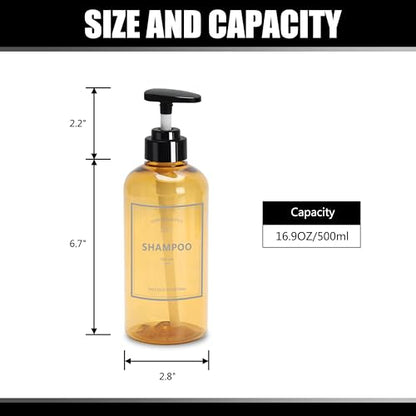 Soap Shower Dispenser, YACEYACE 3Pcs 16.9oz Soap Dispenser Bottles Set - color: Clear Amber