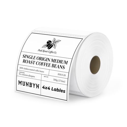 MUNBYN 4x4 Thermal Labels, 500 Sheets/Roll, White - color: White, size: 4x4"
