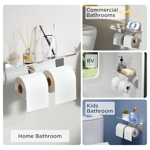 FORIOUS Toilet Paper Holder with Shelf, Commercial Toilet Paper Dispenser - color: Chrome