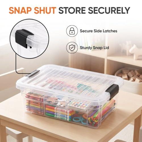 Superio 7.4 Quart Clear Plastic Storage Bin with Lid, Stackable Organizer Box, BPA-Free Storage Container for Home, Garage, School & Office, 2 Pack - size: 7.4 Quart