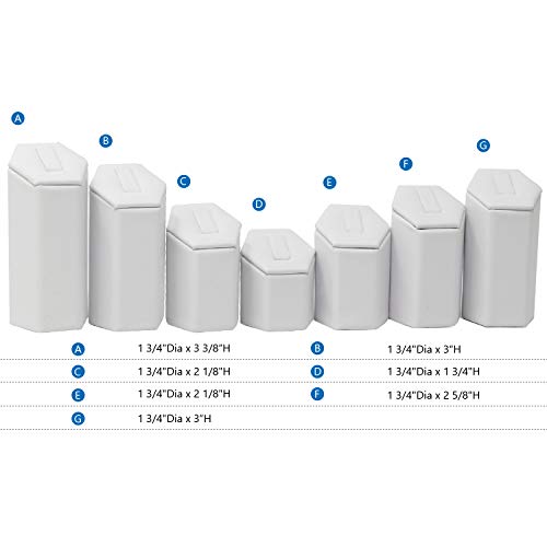MOOCA 7-Piece Faux Leather Ring Stand Holder Jewelry Display, White - color: White Faux Leather