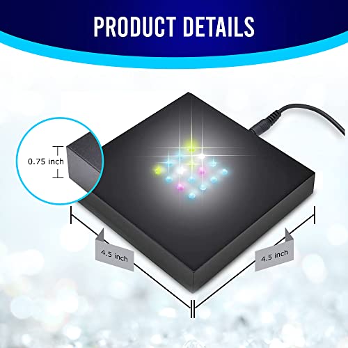 16 LED Multi-Color Light Stand Base- Lighted Acrylic Display, Crystal Display, Trophy & Art Hologram, 3D Pedestal Stand for Crafts, & Other Special Centerpieces, 4.5V AC/USB Adapter, Matte Black - style: Multi-Color Light