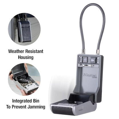Master Lock High Capacity Key Lockbox, Combination Dial, Removable Cable - size: 1 Pack, style: Removable Cable