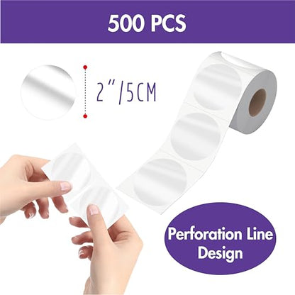 500 PCS Round Clear Seal Stickers, Transparent Envelope Mail Wafer Seal Self Adhesive Package Circle Label Dots with Perforation Line for Envelopes, Boxes and Gift Packaging (2” in Diameter) - size: 2 inch-500