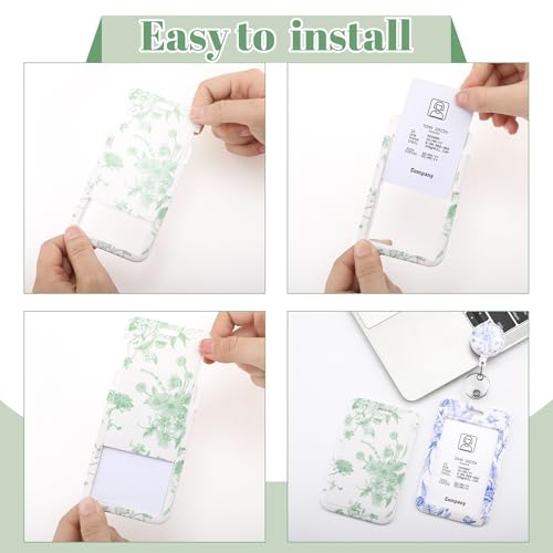 3 Pack Floral Retractable Id Badge Holders with Clip, Badge Reel - color: Elegant Floral