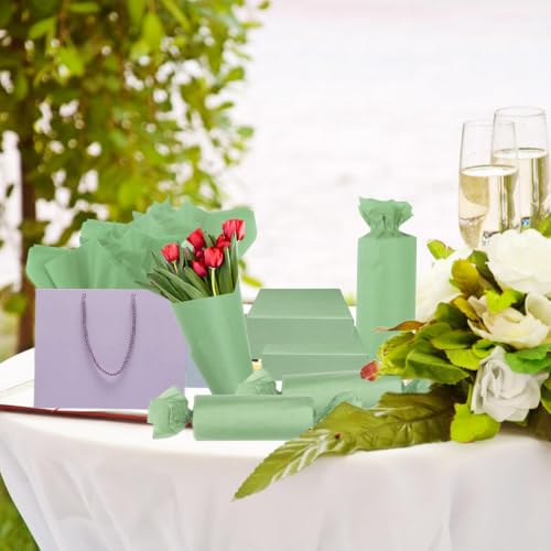 100 Sheets Sage Green Tissue Paper 14 x 20 Inches Sage Green Wrapping Paper Bulk for Weddings Birthday DIY Project Christmas - color: Sage Green, size: 14x20 Inch (Pack of 100)