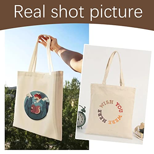 OKBA 10-Pack Blank Reusable Grocery Shopping Cloth Bags canvas tote bags Bulk DIY custom - color: Canvas Bags