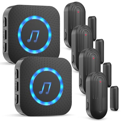 SanJie Door Chime Alarm When Open for Kids Safety, Home and Business - size: Black 4 Sensors +2 Receiver