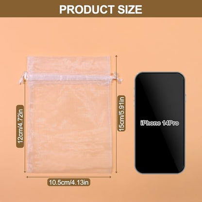 SumDirect 100Pcs 4x6 inches Sheer Organza Bags Jewelry Drawstring Pouches Wedding Party Christmas Favor Gift Bags - size: 100 count