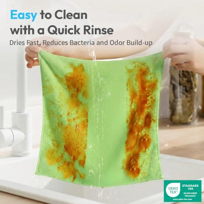 Microfiber Cleaning Cloth 12 Pack, 12 x 12 Inch,Green - color: Green