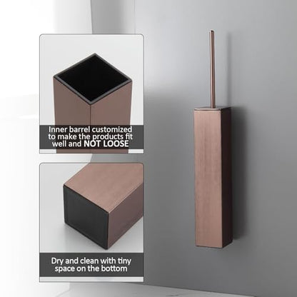 BGL Toilet Brush and Holder Set Rose Gold Wall Mounted for Bathroom Square Design - color: Rose Gold-wall Mount