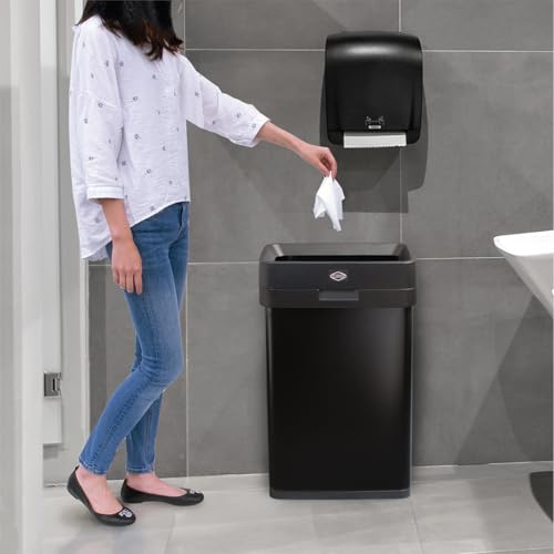 Clorox Slim Open Top Stainless Steel Trash Can, Matte Black, 13 Gal / 50L - color: Black Open Top