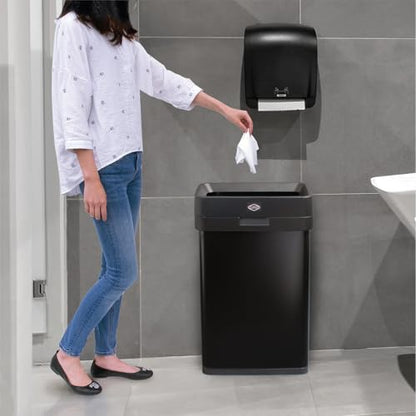 Clorox Slim Open Top Stainless Steel Trash Can, Matte Black, 13 Gal / 50L - color: Black Open Top