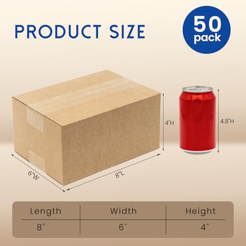 Mefleet 8x6x4" Small Shipping Boxes 50 Pack Corrugated Cardboard Box Brown - size: 8x6x4 inches (50 Pack)