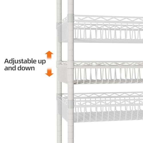 SINGAYE 6 Tier Shelf Wire Shelving Adjustable Storage Shelves Basket Rack - color: White, size: 6-Tier[30"Dx13.5"Wx65"H]