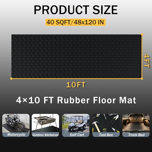 StellarStar 4x10 FT Garage Floor Mat, 2mm Thickened PVC Coin Pattern - color: Black(Coin), size: 4x10 FT