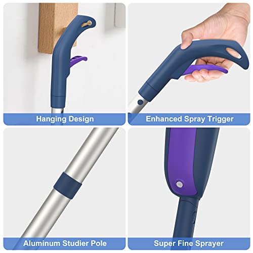 Spray Wet Mops for Floors Cleaning: Hardwood Floor Mop Refillable 2 Bottles - color: Purple