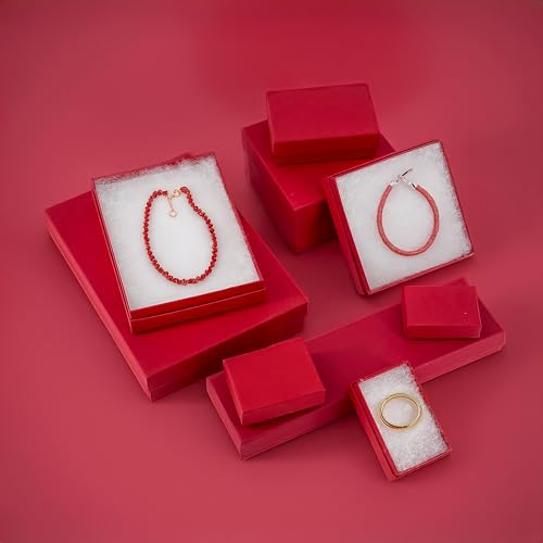 TheDisplayGuys 25 Cardboard Gift Jewelry Boxes w/Paddings #53-5.4x3.9x1 - color: Matte Red