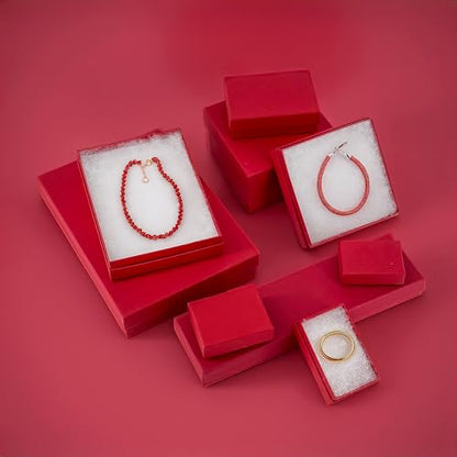 TheDisplayGuys 25 Cardboard Gift Jewelry Boxes w/Paddings #53-5.4x3.9x1 - color: Matte Red
