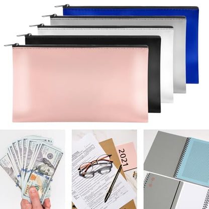 2 Pack Money Bag with Zipper, 11x6.1 inch Multi-purpose Cash Pouch, Bank Bag, Cash Bag, Check Wallet, Cosmetic Organizer (Blue) - color: Blue, size: 2 Pieces