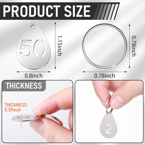 Yaocom 50 Pcs Hollowed Stainless Steel Number Tags - style: Drop, 1-50