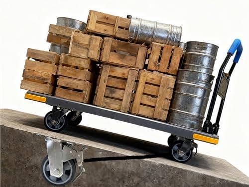 Heavy Duty Flatbed Cart with Swivel Wheels with Brakes,36" Lx24 W - color: Gray, size: Large