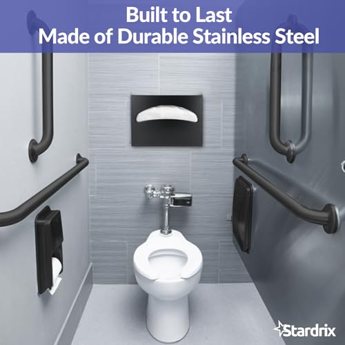 Stardrix Stainless Steel Toilet Seat Cover Dispenser, Wall Mount Single or 1/2 Fold Large Capacity Toilet Seat Covers Holder for Commercial and Residential, Matt Black - color: Black