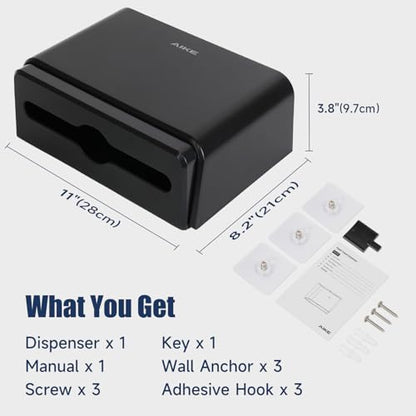AIKE 200 Sheets Wall Mount Paper Towel Dispenser,Fit Multifold Paper,Black - color: Black