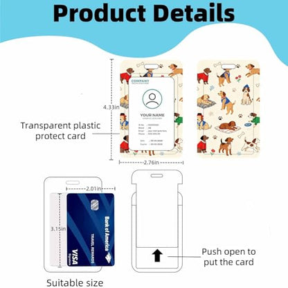Vertical ID Badge Holder with Detachable Lanyard - Happy Dog - color: Happy Dog