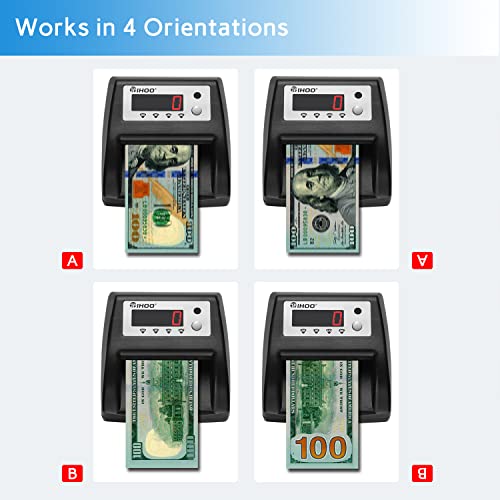 Automatic Counterfeit Bill Detector, Money Detector and Counter with UV, MG, IR, Size and Image Detection, USD Currency Value Checker Scanner, Black - style: T0030US Auto Bill Checker