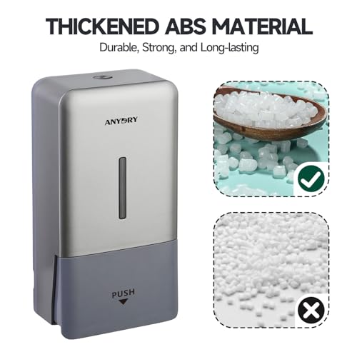 anydry Liquid Hand Soap Dispenser Wall Mounted 27oz Large Capacity Silver - color: Refined Silver