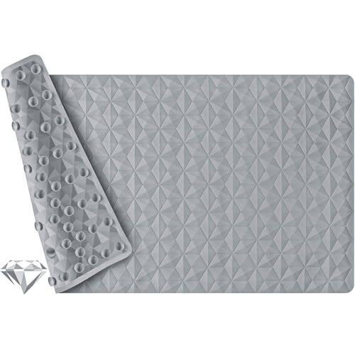 Non Slip Bathtub Mat for Bath Tub Shower - 241 Vacuum Suction Cups - color: Gray, size: 28" x 16" (Rectangular)