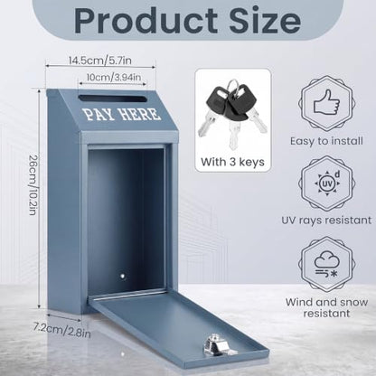 Yaocom Metal Money Cash Box,Century Blue,10.2 X 5.7 X 2.8 Inch - color: Century Blue, size: 10.2 x 5.7 x 2.8 Inch