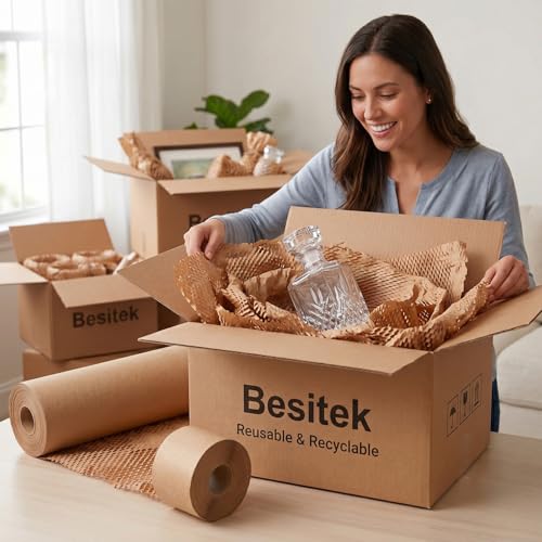 Honeycomb Packing Paper for Moving, Protective Wrapping Paper 12" x 100ft - color: Brown, size: 12 Inch x 100 Feet