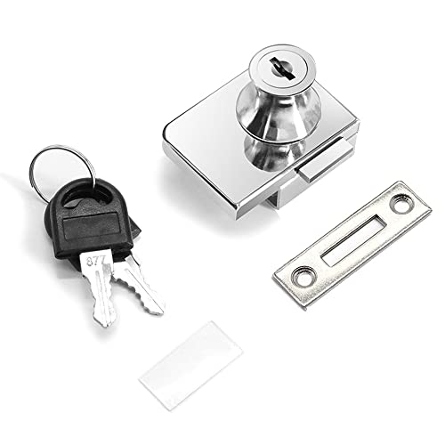 2 Pack Double-Open Glass Door Display Cabinet Display Cabinet Safety Lock, Suitable for 0.2-0.31" Glass Door, Separate Key with Drilling, Zinc Alloy - size: Double door
