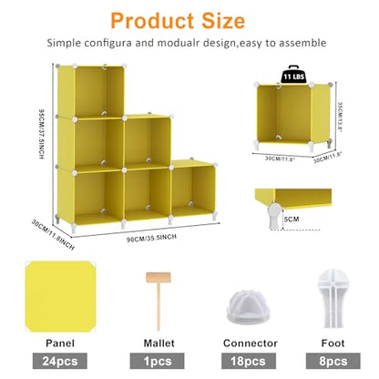 AWTATOS Cube Storage Organizer, 6 Cube Closet Storage Shelves, Yellow - color: Yellow