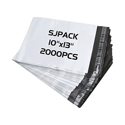 SJPACK 10x13-inch 2000 Bags 2.5 Mil Poly Mailers Envelopes Bags With Self-sealing Strip White Bags - size: 2000 bags