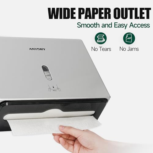 anydry 200-Sheet Paper Towel Dispenser Wall Mount (Folded Size ≤ 10 x 3.1) - color: Modern Silver