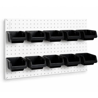 WallPeg 10 Each 7" Pegboard Bins Kit - Large Pegboard Bins for Craft Room Storage & Garage Peg Board Organization - Handy Pegboard Wall Organizer Bins Set -Made in USA-