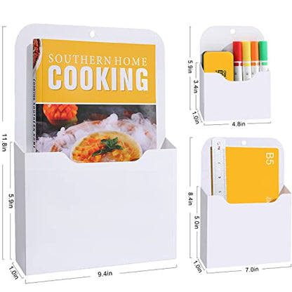 3 Pack Magnetic Paper Holder - Refrigerator, File Cabinets & Fridge - Wall Hanging File Organizer - Mail Letter Notebook Planners